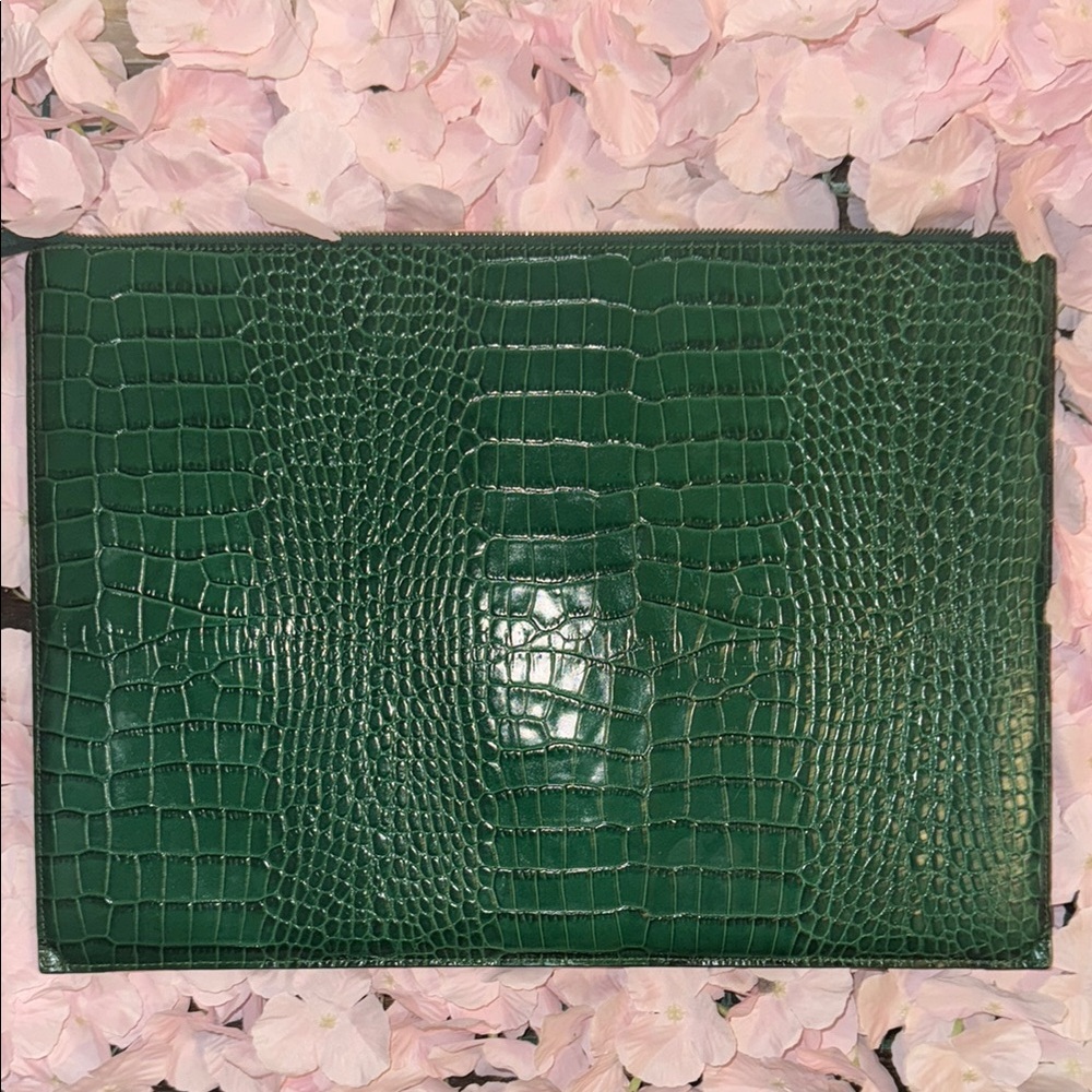 Dooney & Bourke Green Croc-Embossed Laptop Bag